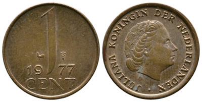 НИДЕРЛАНДЫ 1 ЦЕНТ 1977 ЮЛИАНА KM 180 бронза 179-668