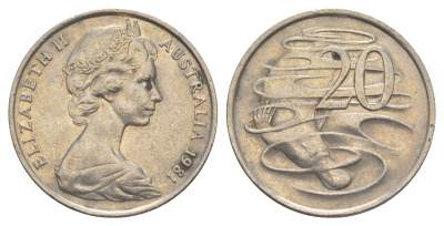 Австралия 20 центов 1981 Елизавета II (1952-2022), утконос KM 66 медно-никель 4379-1151