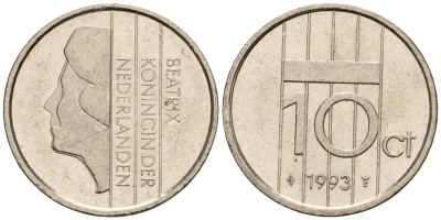 Нидерланды 10 центов 1993 Беатрикс (1980-2013) KM 203 никель    4598-412