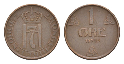 Норвегия 1 эре 1950 Хокон VII (1905-1957) KM 367 бронза 4632-1061