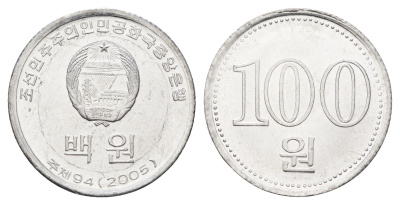 КНДР (Северная Корея) 100 вон 2005 год-тип KM 427 алюминий UNC 4662-314