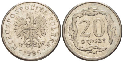 Польша 20 грошей 1996 MW KM 280 медно-никель 201-513