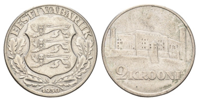 Эстония 2 кроны 1930 Замок Тоомпеа в Таллине KM 20 серебро 111-743