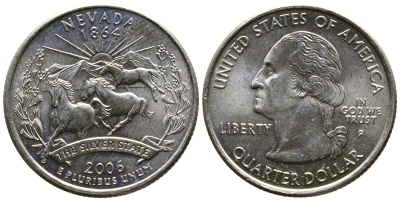 США 25 центов (квотер) 2006 Р, серия штаты США, Небраска KM 382 медь плакированная медно-никелем 56-312