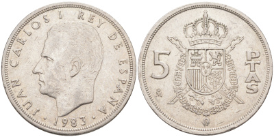 Испания 5 песет 1983 Хуан Карлос I (1975-2014) KM 823 медно-никель 4610-755