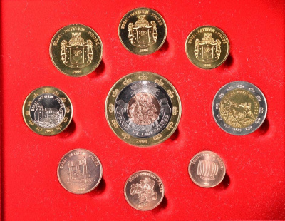 Лихтенштейн евронабор из 9 монет (с 5 евро) 2004 пробники, PROBA, в оригинальной коробке, с сертификатом    PROOF  4-3-4-10