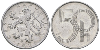 Чехия 50 геллеров 1996 b’ KM 3 алюминий 4528-458