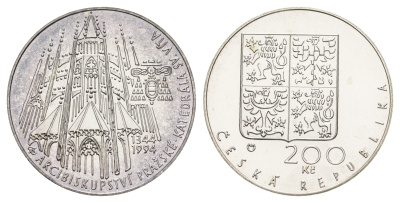 Чехия 200 крон 1994 650 лет Собору Святого Вита KM 11 серебро BU 443-1224