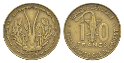 Западная Африка (BCEAO) 10 франков 1976 KM 1a медь алюминий никель 4175-1241