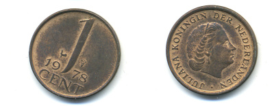 НИДЕРЛАНДЫ 1 ЦЕНТ 1978 ЮЛИАНА KM 180 бронза 83-953