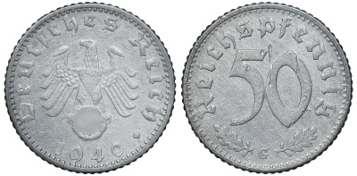 Германия 50 рейхспфеннигов 1940 G KM 96, J.372 алюминий 72-1314