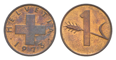 Швейцария 1 раппен 1973 KM 46 бронза aUNC 3458-647
