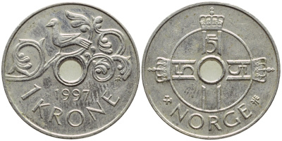 Норвегия 1 крона 1997 Харальд V (1992- ) KM 462 медно-никель 93-1111