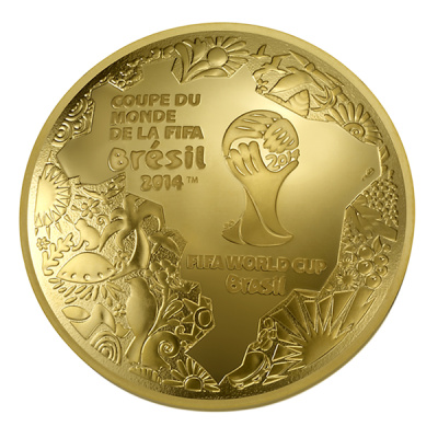 Франция 200 евро 2014 чемпионат мира по футболу в Бразилии 2014, кубок, FIFA, в оригинальной коробке KM 2170 золото PROOF 10-005-79