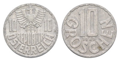 Австрия 10 грошей 1969 KM 2878 алюминий 4576-1218
