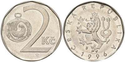 Словакия 2 кроны 1996 KM 9 сталь плакированная никелем 4152-916