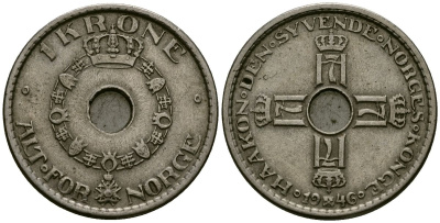 Норвегия 1 крона 1946 Хокон VII (1905 - 1957) KM 385 медно-никель 4582-553