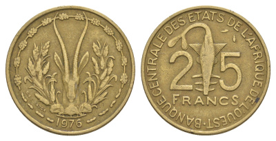 Западная Африка (BCEAO) 25 франков 1976 KM 5 медь алюминий никель 4656-851
