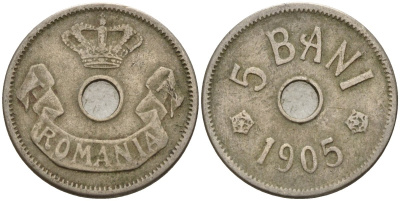 Румыния 5 бани 1905 Кароль I (1881-1914) KM 31 медно-никель 4152-139