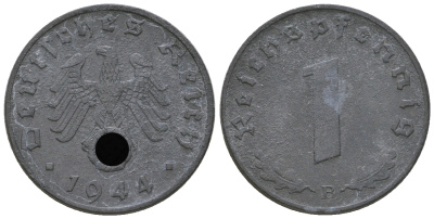 Германия 1 рейхспфенниг 1944 B KM 97, J. 369 цинк    4668-1155