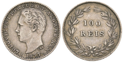 Португалия 100 реалов 1877 Луиш I (1861-1889) KM 510 серебро 272-1732