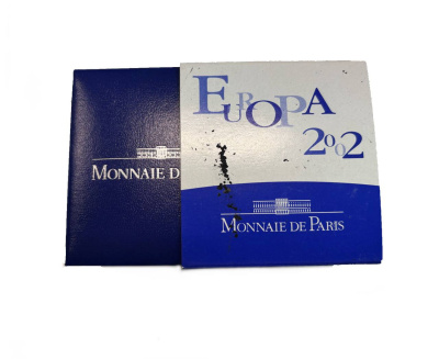 Франция 1 1/2 евро 2002 введение евро, в оригинальной коробке, сертификат KM 1301 серебро  PROOF  1-6-4-64
