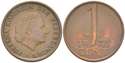 Нидерланды 1 цент 1972 Юлиана (1948-1980) КМ 180 бронза 3457-1037