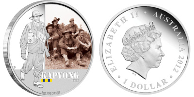 Австралия 1 доллар 2012 Капхёнская битва, цветная эмаль KM 1699 серебро PROOF 1074-1-23