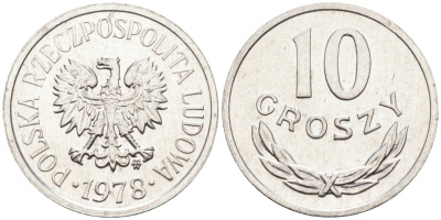 Польша 10 грошей 1978 MW, Народная Республика KM АА47, Parchimowicz 206r алюминий aUNC 4580-629