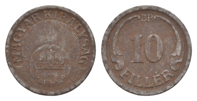 Венгрия 10 филлеров 1940 BP KM 507a железо 4658-429