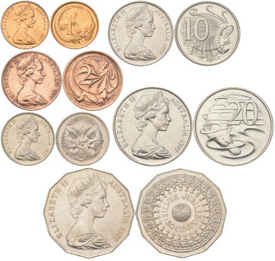 Австралия годовой набор из 6 монет (1, 2, 5, 10, 20 и 50 центов) 1977 KM 62, 63, 64, 65, 66 и 70 UNC M79-07