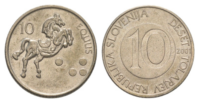 Словения 10 толаров 2001 лошадь KM 41 медно-никель 4519-1257
