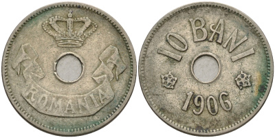 Румыния 10 бани 1906 Кароль I (1881-1914) KM 32 медно-никель 93-212