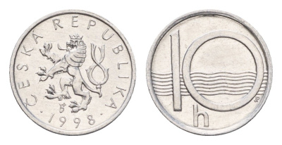 Чехия 10 геллеров 1998 KM 6 алюминий UNC 192-534