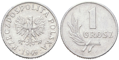 Польша 1 грош 1949 Y 39 алюминий UNC 4614-557
