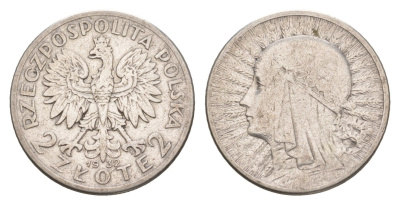 Польша 2 злотых 1932 голова Полонии Y 20 серебро 4654-1015