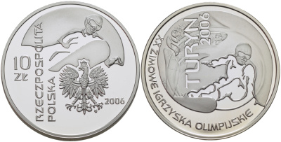 Польша 10 злотых 2006 MW, XX зимние Олимпийские игры в Туриние, сноуборд KM 555 серебро PROOF 1087-7-13