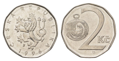 Чехия 2 кроны 1996 KM 9 сталь плакированная никелем 4623-512