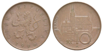 Чехия 10 крон 1996 KM 4 сталь плакированная медью 4629-633