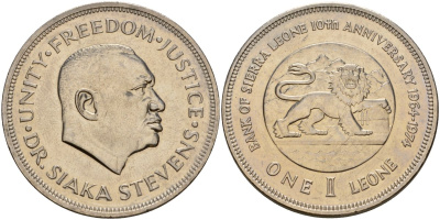Сьерра-Леоне 1 леоне 1974 KM 26 медно-никель 4125-732