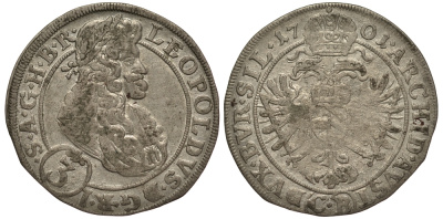 Австрия 3 крейцера 1701 СВ, Леопольд (1657-1705), монетный двор Бреслау, дом Габсбургов, вес 1,514 гр. F.u.S. 760, Herinek 1571. серебро 1516-713