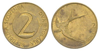 Словения 2 толара 1998 KM 5 латунь 4571-116