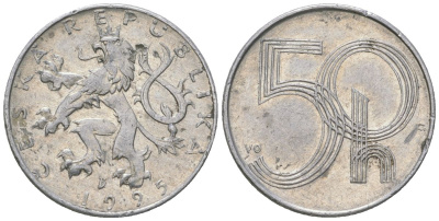 Чехия 50 геллеров 1995 b’ KM 3 алюминий 4528-457