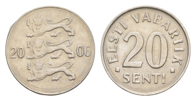 Эстония 20 сентов 2006 KM 23a сталь плакированная никелем 4383-1166