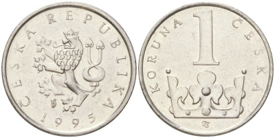 Чехия 1 крона 1993 KM 7 сталь плакированная никелем 4613-1028