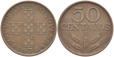 Португалия 50 сентаво 1978 KM 596 бронза 219-931