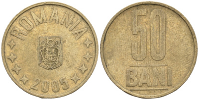 Румыния 50 бани 2005 KM 192 латунь 85-355