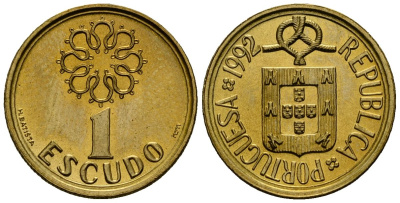 Португалия 1 эскудо 1992 KM 631 никель латунь 4164-1118
