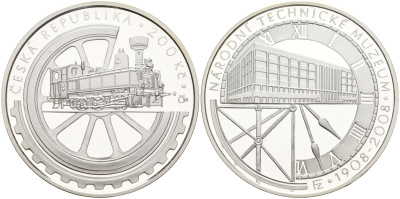 Чехия 200 крон 2008 1908-2008 Народный музей техники, паровоз KM 101 серебро PROOF 7-1-40
