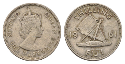 Фиджи 1 шиллинг 1961 Елизавета II (1952-2022) KM 23 медно-никель 4686-942